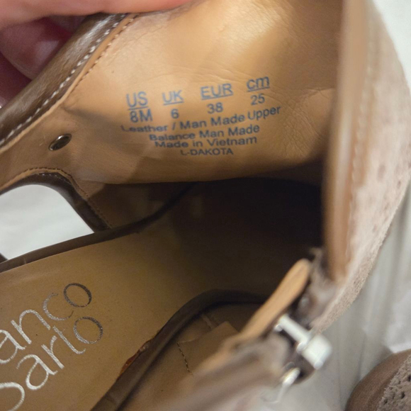 Franco Sarto Taupe Perforated Ankle Boots Size 8 (38) - Picture 4 of 12